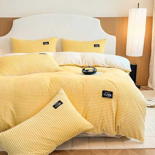 【A类牛奶魔法绒四件套】冬保暖加厚双面纯色被套珊瑚绒ins 床笠四件套床上用品 商品图9