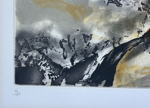 独角鹿西洋古董1987年法国巴黎Lacourière & Frélaut出版赵无极亲签限量彩色凹版蚀刻版画「无题」 商品图4