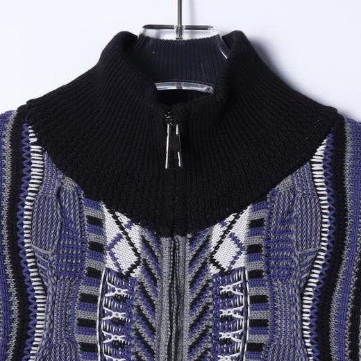 SDSA男士秋冬新款痞帅男装潮牌撞色拉链立领针织衫百搭时尚毛衣 商品图2