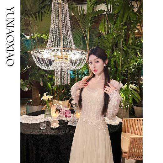 余潇潇【夜半蔷薇】高定刺绣蕾丝立体花朵装饰梦幻礼服裙&法式上衣 商品图4