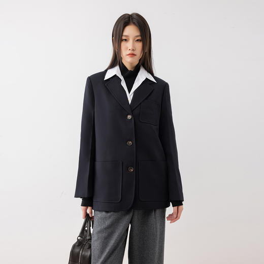 刘一一&COCO ZONE复古翻领西装外套内里条纹单排扣西服24C10185 商品图0