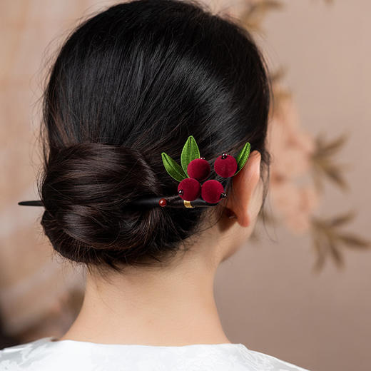 JGL新款气质果子发簪 小众设计缠花发簪古风汉服头饰 新中式檀木簪子 商品图0