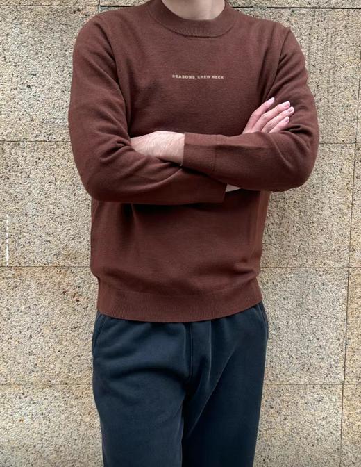 休闲百搭圆领长袖毛衣 商品图7