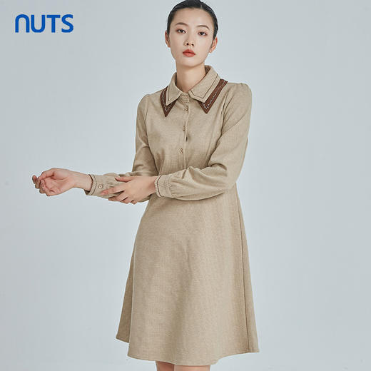 NUTS商场同款冬季新款时尚气质修身百搭长袖连衣裙241103212B 商品图1