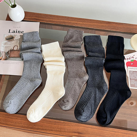 【1双装】超细抗起球羊毛小腿袜秋冬新款女袜长筒袜子时尚【2522822】 商品图4