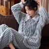 软软糯糯舒适睡衣秋季新款法兰绒睡衣女小香风加绒加厚保暖外穿高档新款ins风开衫睡衣家居服套装 商品缩略图2