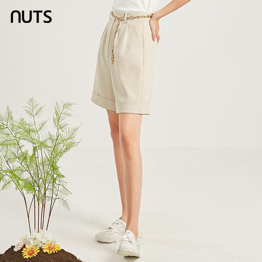 NUTS夏季简约气质直筒高腰休闲气质百搭短裤女221071047B 商品图3