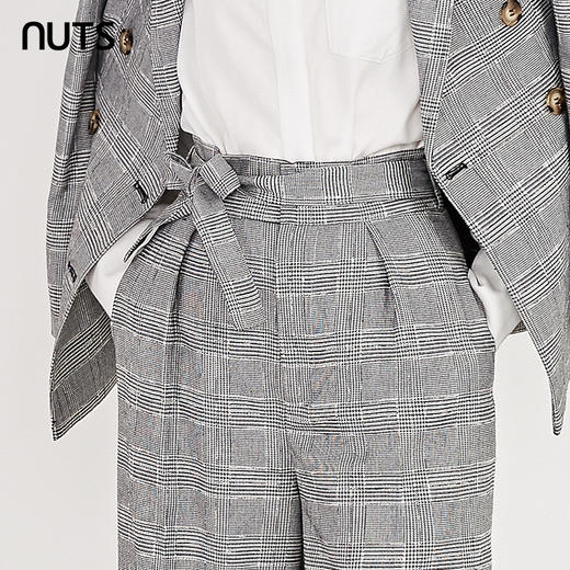 NUTS春秋时尚简约气质通勤灰色格子直筒西装长裤女211073016B 商品图4