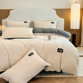 【A类牛奶魔法绒四件套】冬保暖加厚双面纯色被套珊瑚绒ins 床笠四件套床上用品