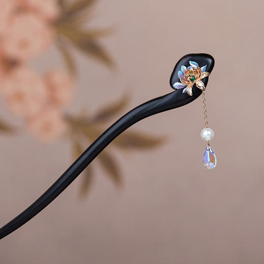 JGL简约黑檀木发簪气质高级感流苏步摇汉服盘发簪子女新中式发饰批发 商品图0