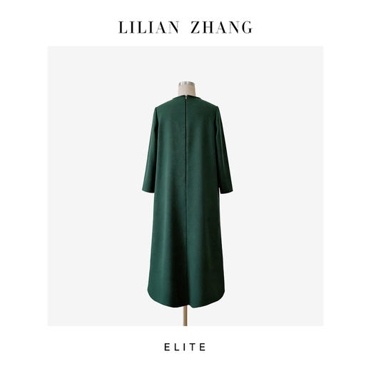 定制—静奢风—墨玉·新生—针织气质复古法式圆领A摆连衣裙 2501126 商品图1