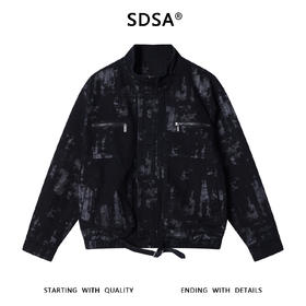 SDSA男士秋冬新款痞帅男装潮牌扎染做旧拉链立领夹克外套百搭宽松