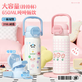 杯趣春日向往316L不锈钢保温杯小拎壶大容量双饮盖B-2052