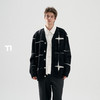 TIWILLTANG启世录“星宇际焕 "仿貂毛休闲格子提花开衫毛衣针织男 商品缩略图0