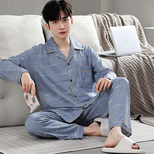 2025新款男士睡衣秋冬季大码长袖春秋款青少年冬天男生家居服套装 商品图0