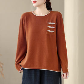 GYH C025-8187简约复古圆领针织衫宽松显瘦上衣