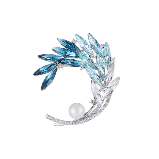 奢华渐变水晶麦穗胸针，高级感轻奢淡水珍珠胸花服装配饰LY-M-414 商品图3