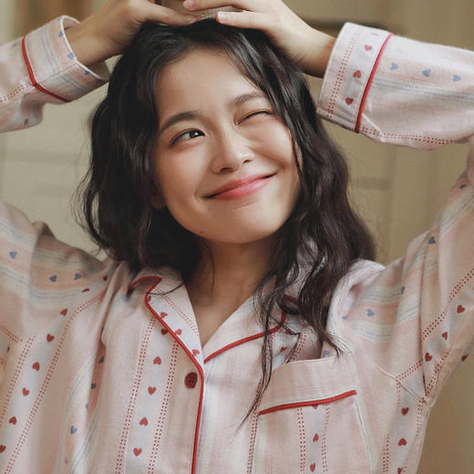 【全棉磨毛】怦然心动~ 两种领型长袖绒布家居服睡衣套装 2025春秋新款睡衣女全棉磨毛纯棉家 商品图0