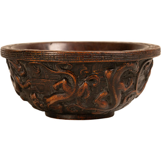清	沉香木雕螭虎纹碗 商品图5