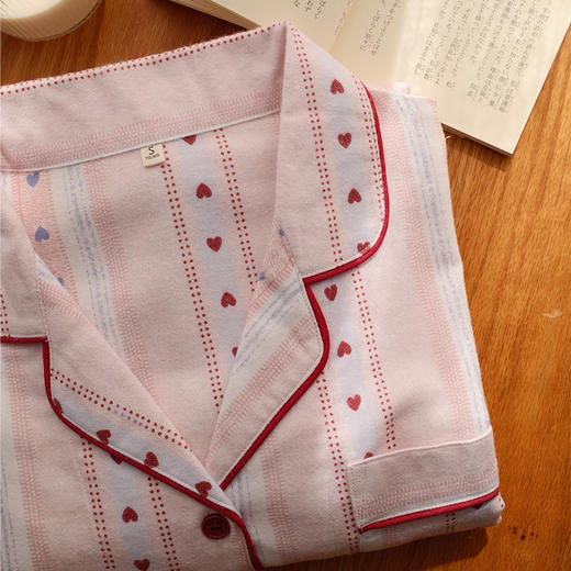 【全棉磨毛】怦然心动~ 两种领型长袖绒布家居服睡衣套装 2025春秋新款睡衣女全棉磨毛纯棉家 商品图4