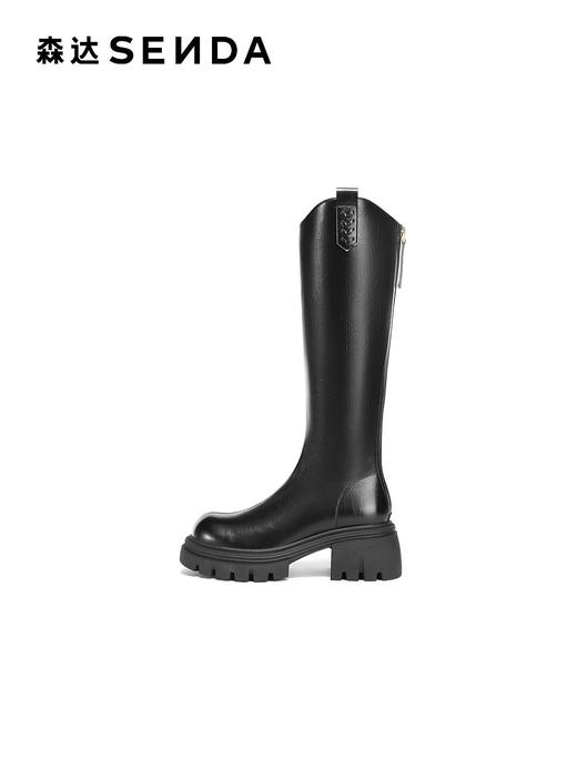 【云粉节】BF楼森达骑士靴2025冬季新款气质粗跟增高小V长筒靴XTL01吊牌价999活动价499 商品图0