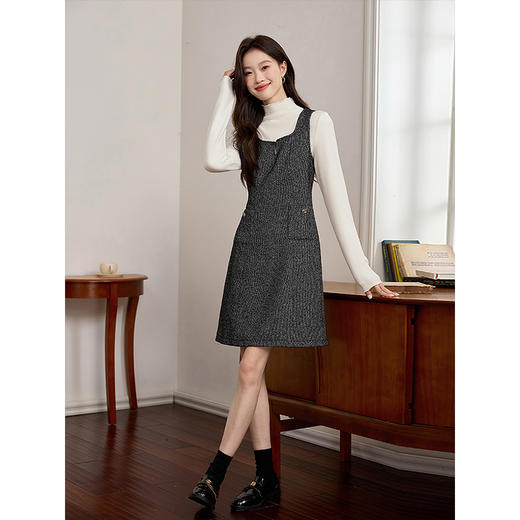 【年终特卖】熙世界优雅气质背心裙女秋冬款高腰显瘦裙子 商品图4