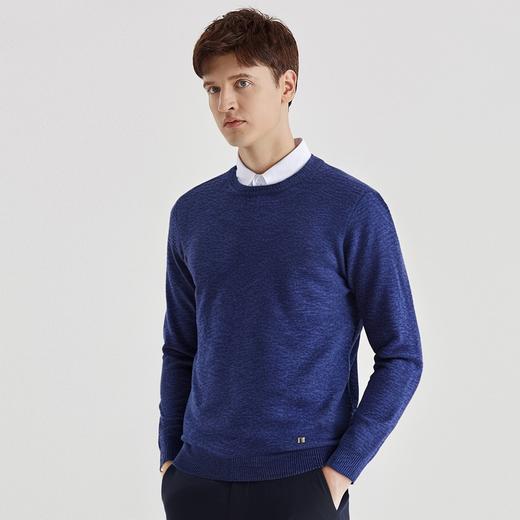 【含绵羊毛】罗蒙春秋双色纱毛衣男休闲针织衫薄款打底衫圆领套头毛衣男 商品图2