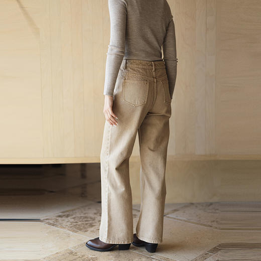 绽放693朵/斜纹宽松直筒显瘦牛仔长裤日常简约牛仔裤女休闲裤新款 商品图2