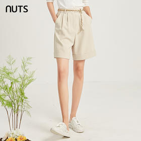 NUTS夏季简约气质直筒高腰休闲气质百搭短裤女221071047B