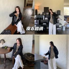 新品上身丨黑皮衣+白裤，在质感空间飒柔切换，高级氛围感拉满✨