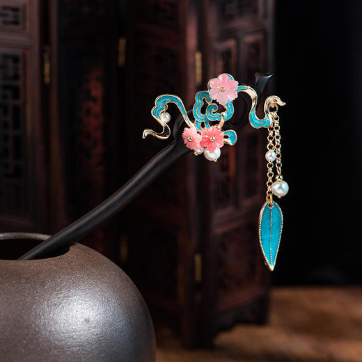 JGL古风黑檀木发簪流苏旗袍发钗日常发饰气质盘发簪子现在简约木簪 商品图3