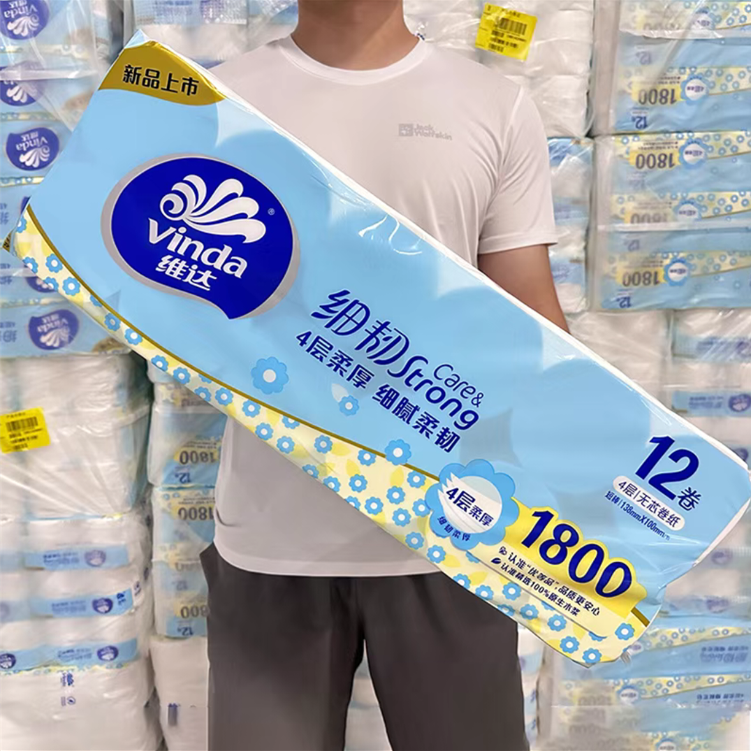 维达细韧无芯卫生纸 细腻柔韧【1800g/提 12卷】