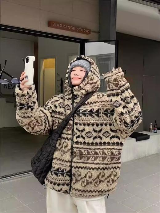 一眼沦陷！复古西部游牧风费尔岛大颗粒羊羔毛外套 商品图6