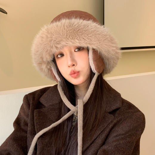 【护耳加绒！显脸小】帽子女秋冬季毛绒百搭保暖帽户外加厚蒙古帽显脸小防寒耳包雷锋帽。hb 商品图7