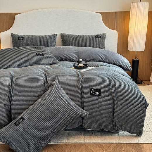 【A类牛奶魔法绒四件套】冬保暖加厚双面纯色被套珊瑚绒ins 床笠四件套床上用品 商品图8