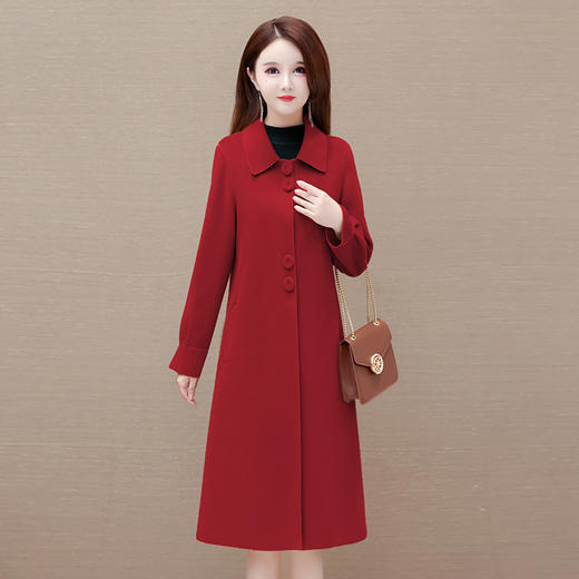 QYM YM2382-Y垂感毛呢外套翻领单排扣休闲厚款呢子大衣 商品图1