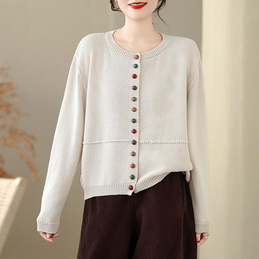 GYH 8191休闲纯色洋气宽松彩色扣子薄款针织气质显瘦开衫 商品图3