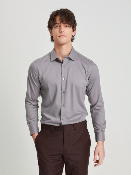 callisto灰色绵羊毛混纺衬衫 商品图2