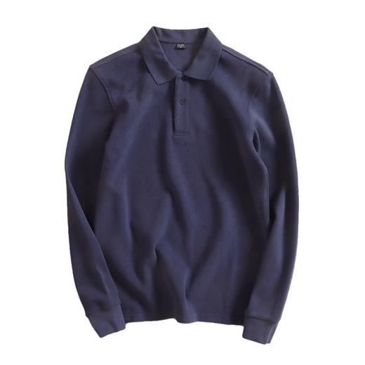 岛国单！重磅380克!秋冬新款纯棉简约加厚长袖POLO衫T恤打底衫男！ 商品图4