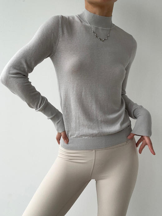 丝所｜S22N003 静海丝绵针织半高领上衣［ 白AC / 灰BC / 黑CC ] 商品图1