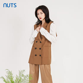 NUTS春秋季时尚通勤简约气质长款双排扣中外套西装女211042067