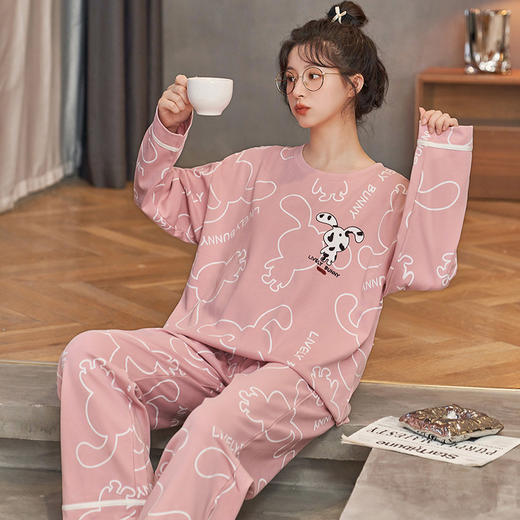 秋季新款家居服韩版睡衣女秋棉质长袖春秋季女款可爱家居服秋冬女士俩件套装新款新品 商品图1