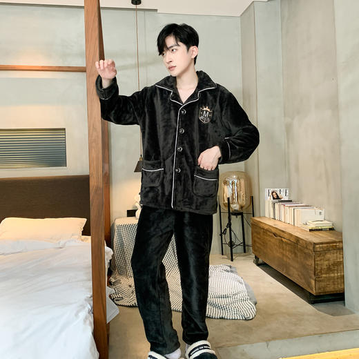 【GZ】无忧购男士法兰绒开衫两件套家居服睡衣（截单后3-5天发货) 商品图4