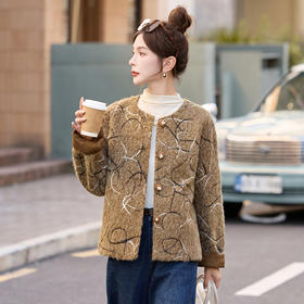 HR YWY9020小香风麂皮绒时尚毛呢外套休闲大衣