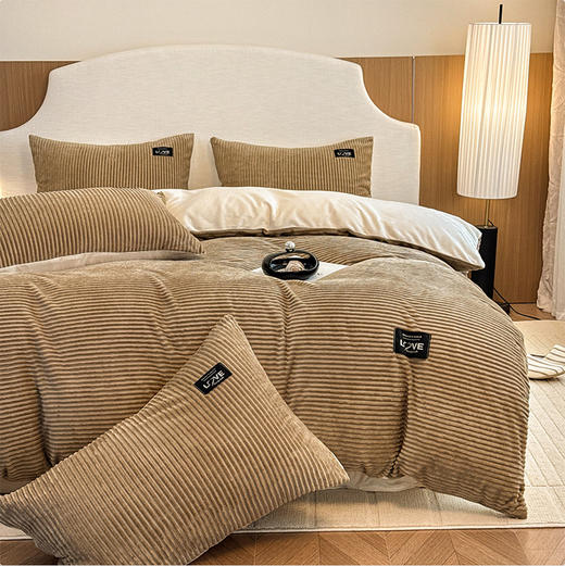 【A类牛奶魔法绒四件套】冬保暖加厚双面纯色被套珊瑚绒ins 床笠四件套床上用品 商品图14