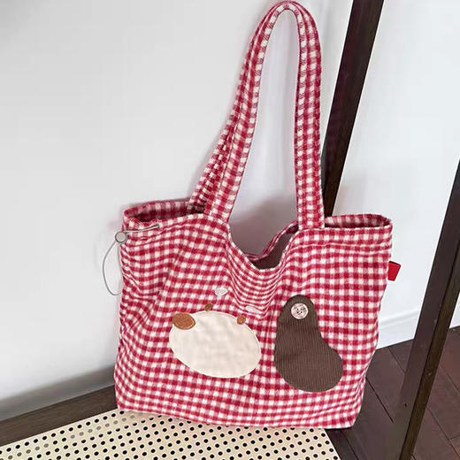 立体耳朵格纹单肩包-纪念日百货门店同款166746101 商品图0