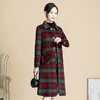 QYM 7D6268-Y大衣厚款宽松休闲格纹外套毛呢 商品缩略图1