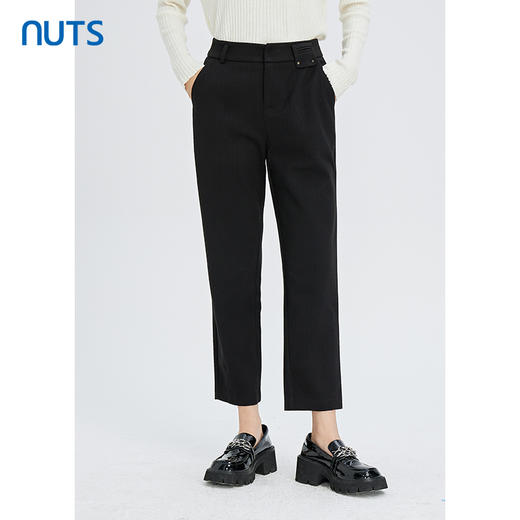 NUTS商场同款秋冬款黑色简约气质休闲九分长款直筒裤女241073420 商品图0