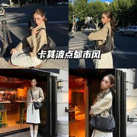 新品上身丨卡其风衣+波点裙，在都市街头演绎复古优雅🎩