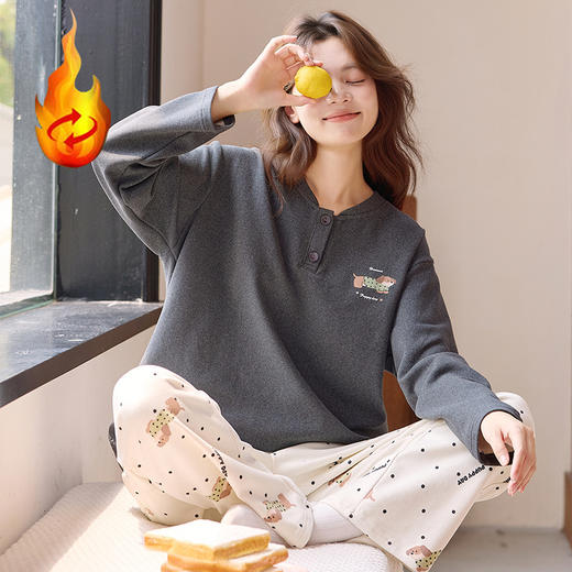 德绒睡衣女秋冬季保暖长袖韩版ins风学生宿舍可外穿家居服套装冬韩系家居服 商品图8